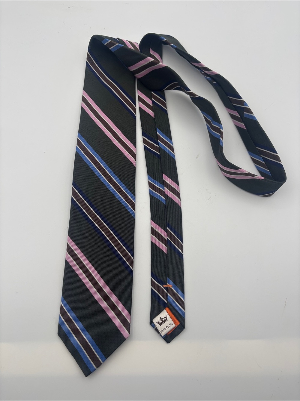 Peter Millar 100% Silk Tie in Black with Pink & Blue